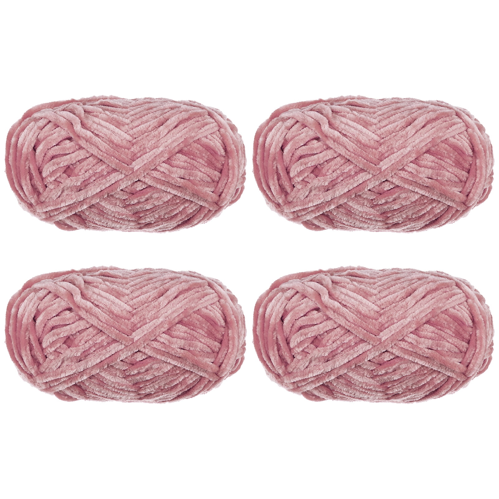 Uxcell 4pcs Velvet Yarn Soft Chenille Yarn 4x100g/14.1oz (347yds) Fluffy Yarn for Knitting Crochet Blanket Dark Pink