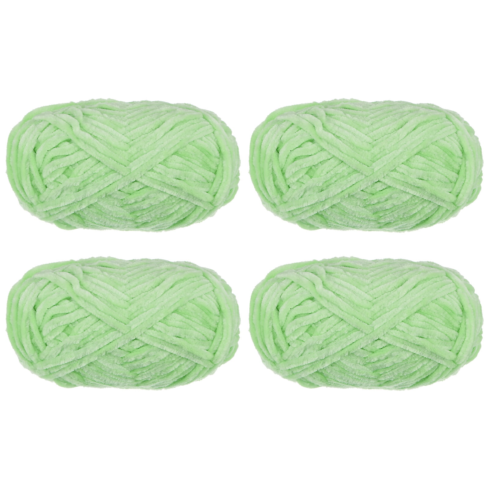 Uxcell 4pcs Velvet Yarn Soft Chenille Yarn 4x100g/14.1oz (347yds) Fluffy Yarn for Knitting Crochet Blanket Light Green