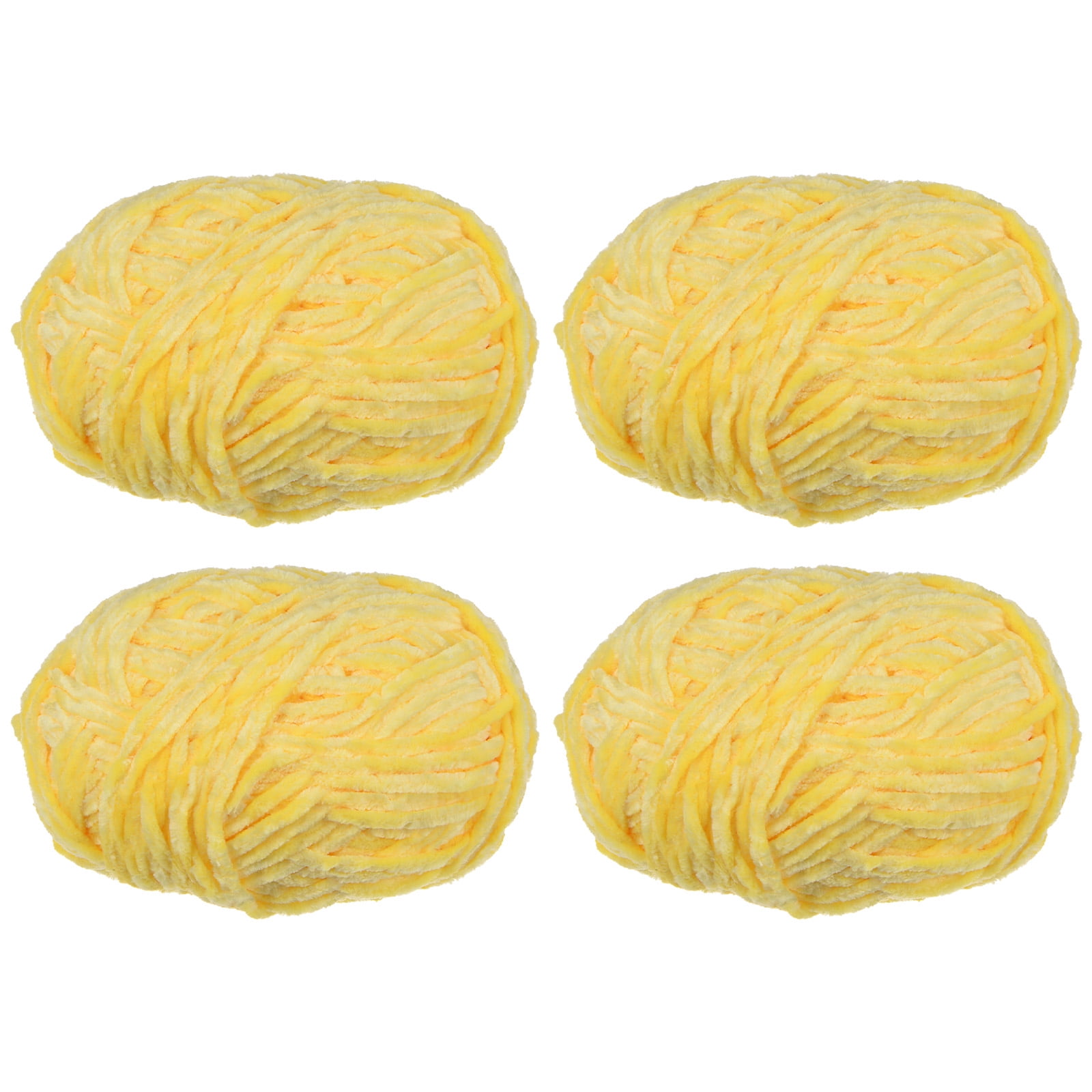 Uxcell 4pcs Velvet Yarn Soft Chenille Yarn 4x100g/14.1oz (347yds) Fluffy Yarn for Knitting Crochet Blanket Light Yellow