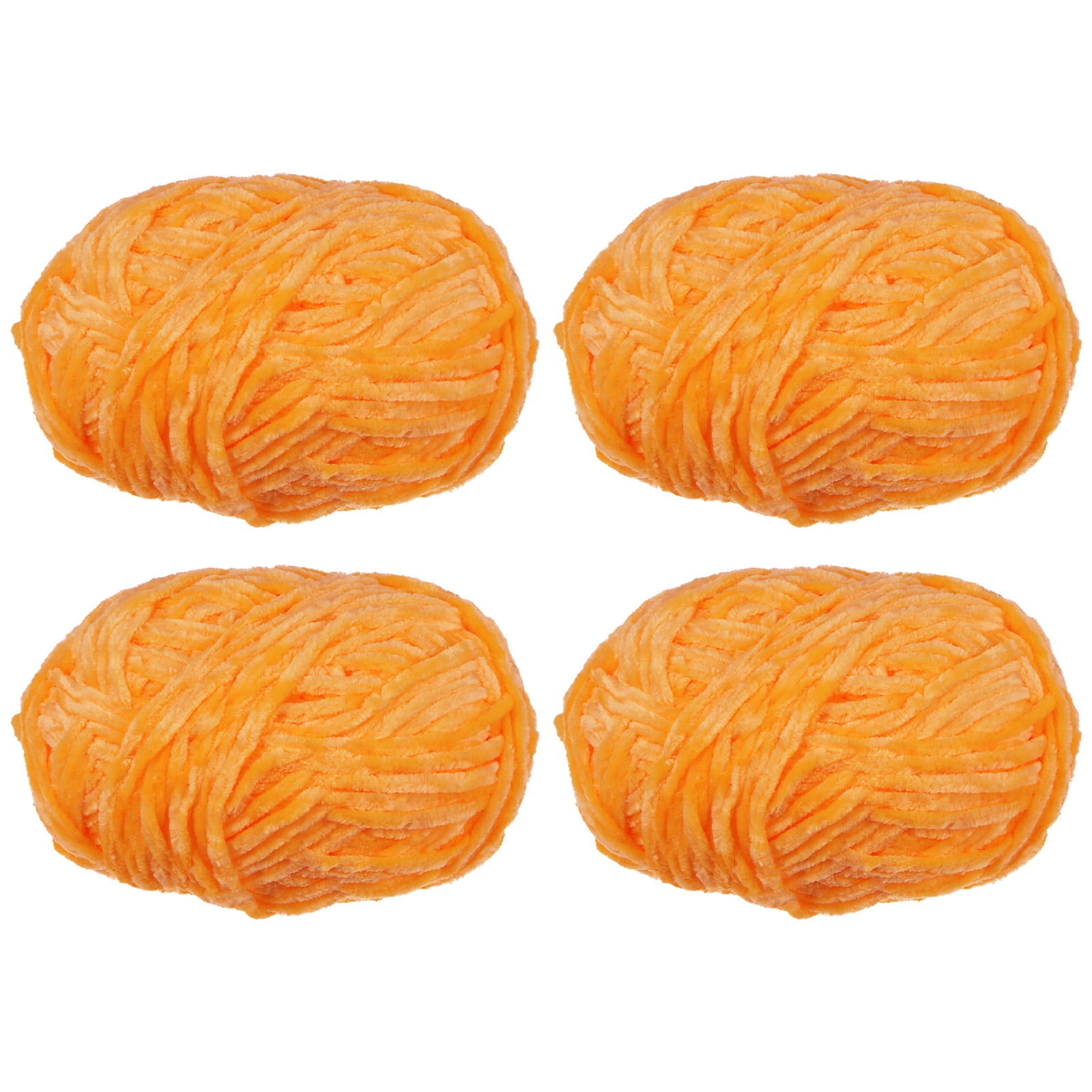 Uxcell 4pcs Velvet Yarn Soft Chenille Yarn 4x100g/14.1oz (347yds) Fluffy Yarn for Knitting Crochet Blanket Orange