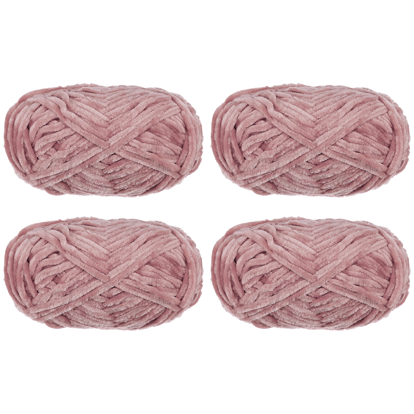 Uxcell 4pcs Velvet Yarn Soft Chenille Yarn 4x100g/14.1oz (347yds) Fluffy Yarn for Knitting Crochet Blanket Pale Mauve