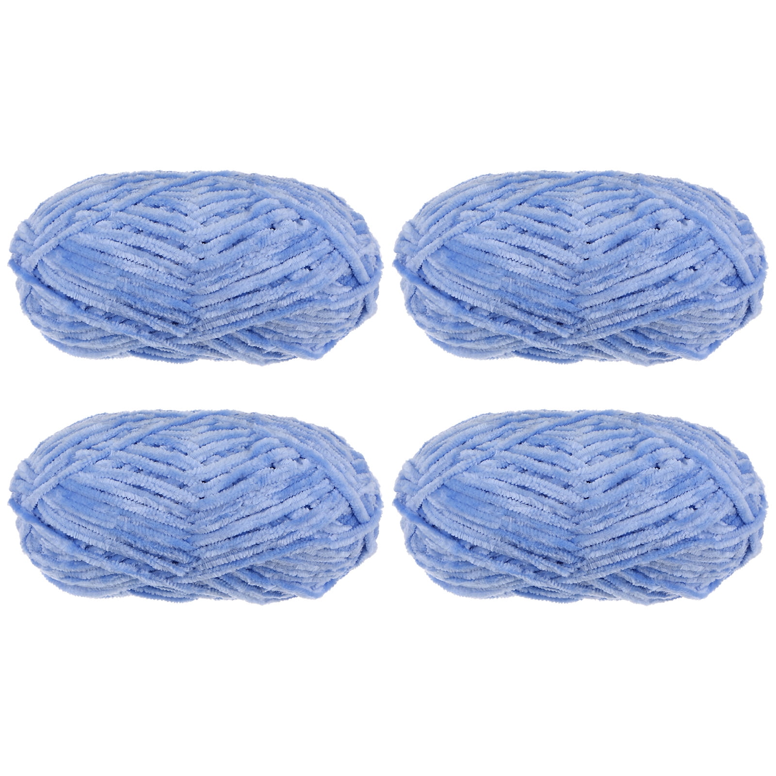 Uxcell 4pcs Velvet Yarn Soft Chenille Yarn 4x100g/14.1oz (347yds) Fluffy Yarn for Knitting Crochet Blanket Sky Blue