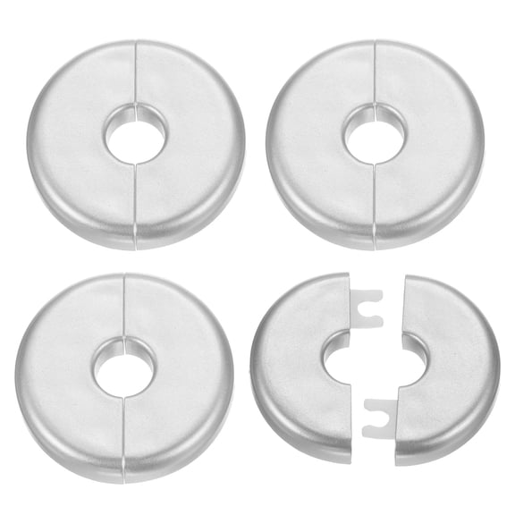 Uxcell 4pcs Wall Split Flange 11mm/0.4" Self-Adhesive Plumbing Cover Plates for Water Pipe Bathroom Kitchen Decoration,Silver Tone
