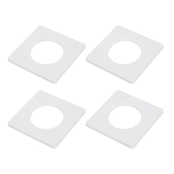 Uxcell 4pcs Wall Split Flange 51mm/2" Dia ABS Square Self-Adhesive Plates, White