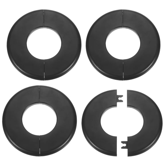 Uxcell 4pcs Wall Split Flange 51mm/2" Self-Adhesive Plumbing Cover Plates for Water Pipe Bathroom Kitchen Decoration,Black