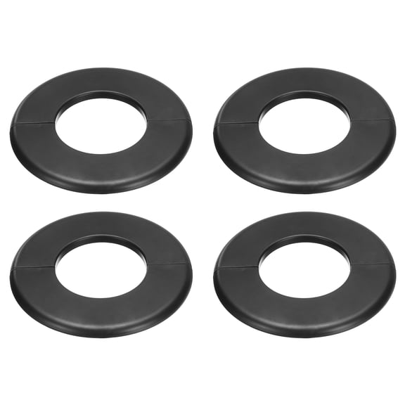 Uxcell 4pcs Wall Split Flange 64mm/2.5" Dia ABS Round Self-Adhesive Plates, Black