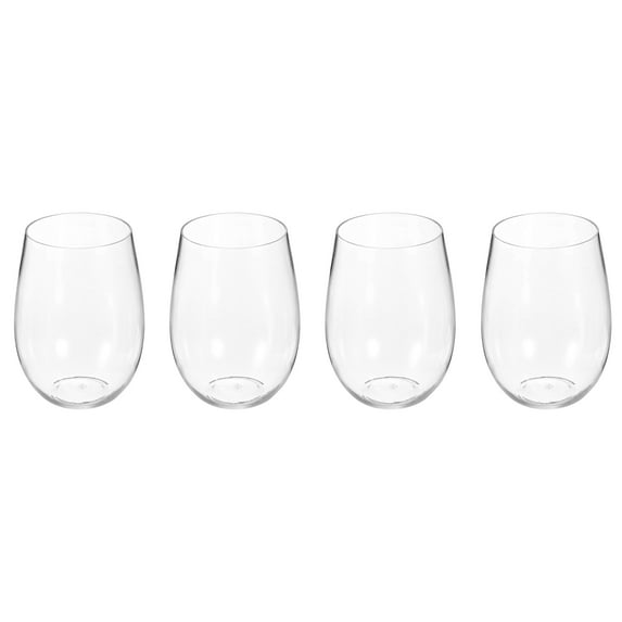 Uxcell 4pcs Wine Glasses 16oz PET with Transparent Drinking Glasses Stemless for Wine Glasses Red White Wine Birthdays Weddings Father's Day Bachelor Parties