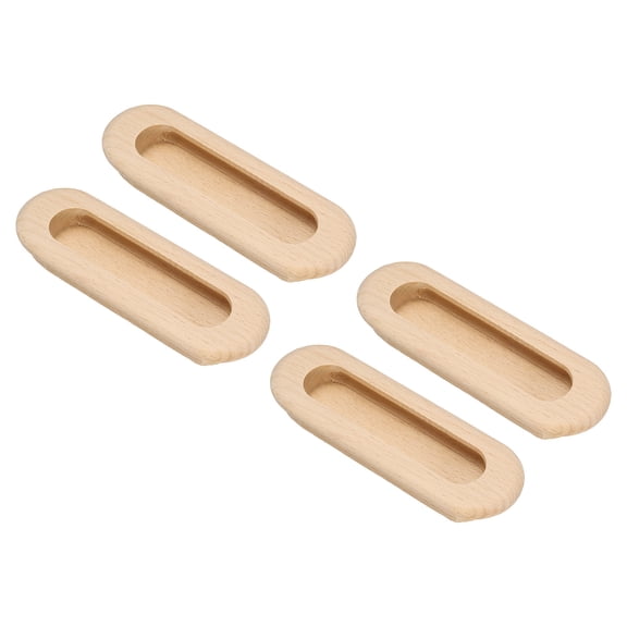 Uxcell 4pcs Wood Recessed Concealed Handle 4.72"x1.57"x0.59" Door Pulls Rectangle
