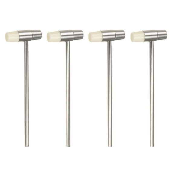 Uxcell 4pcsDouble Face Small Plastic Metal Hammer 5" Round Dual Head Multifunctional Mallet with Soft/Hard Tips, White