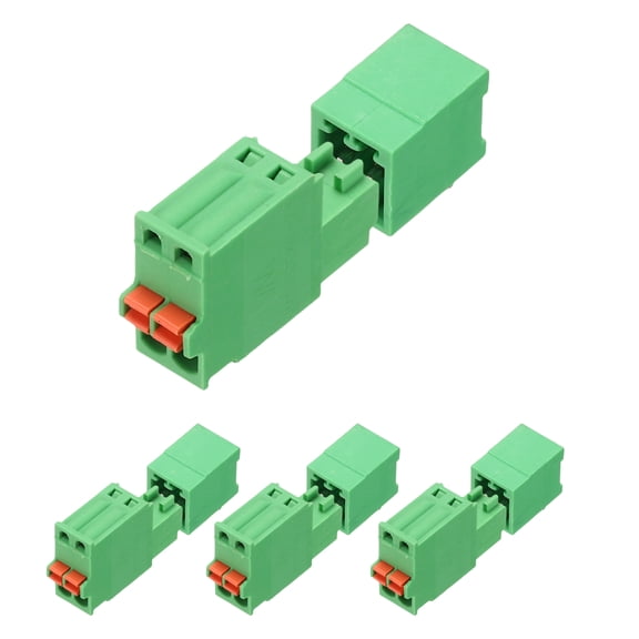 Uxcell 4set 2.5mm 0.1" Pitch PCB Terminal Block Connector 2 Pin 90 Degree Pin Male Female Pluggable Quick PCB Wiring Terminals for 27-20AWG Cable Mechanical Equipment, Green
