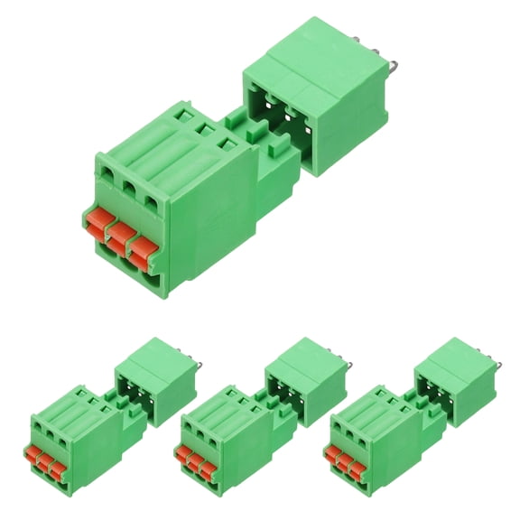 Uxcell 4set 2.5mm 0.1" Pitch PCB Terminal Block Connector 3 Pin Straight Pin Male Female Pluggable Quick PCB Wiring Terminals for 27-20AWG Cable Mechanical Equipment, Green