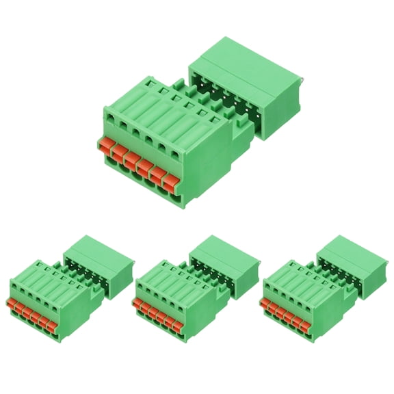 Uxcell 4set 2.5mm 0.1" Pitch PCB Terminal Block Connector 6 Pin Straight Pin Male Female Pluggable Quick PCB Wiring Terminals for 27-20AWG Cable Mechanical Equipment, Green