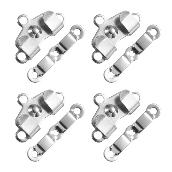 Uxcell 4set Hooks and Eyes Closure Set 21mm Metal Hook and Eye Sewing Clasp Snaps Fasteners for Clothing Bra Trousers Pants DIY Craft, Silver Tone