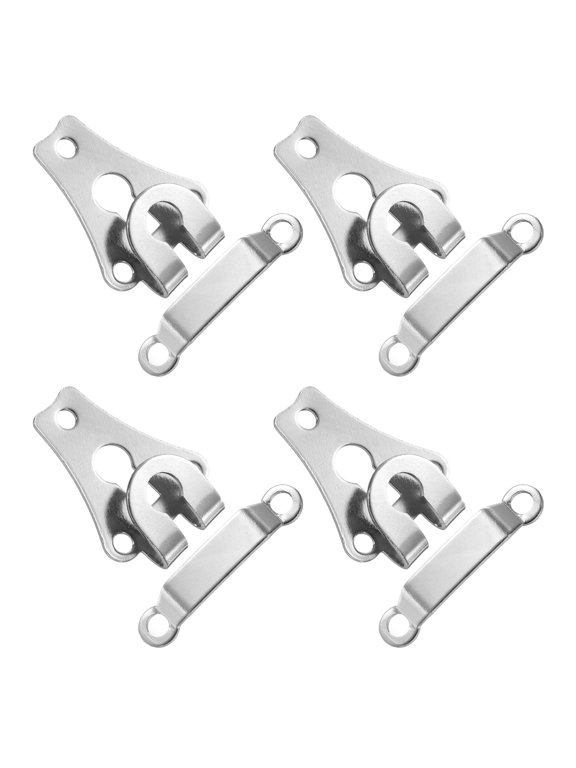 4set Hooks and Eyes Closure Sets 13mm Metal Hook and Eye Sewing Clasp Snaps Fasteners for Clothing Bra Trousers Pants DIY Craft, Silver Tone