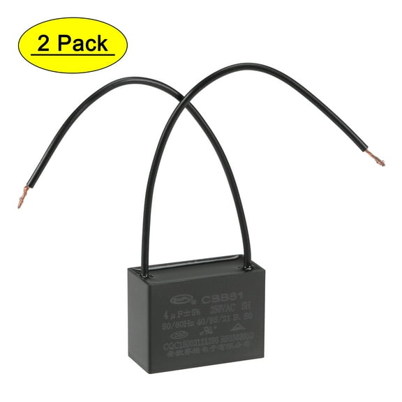 Uxcell 4uF 250V AC 2 Wires CBB61 Ceiling Fan Capacitors 2 Pack