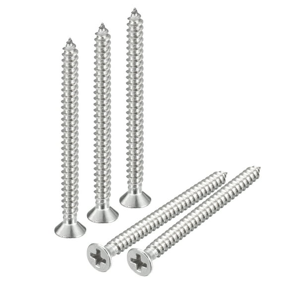 Uxcell #4x1-3/8" Wood Screws, 50 Pack Phillips Self Tapping Screws 304 Stainless Steel