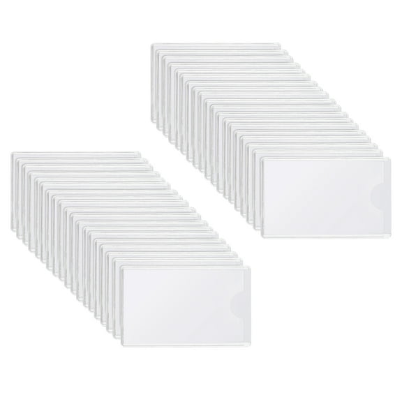 Uxcell 4x2 Inch Self Adhesive Label Holders, Clear Plastic Shelf Tags Self Stick Labels Card Pockets with Paper 50 Pcs