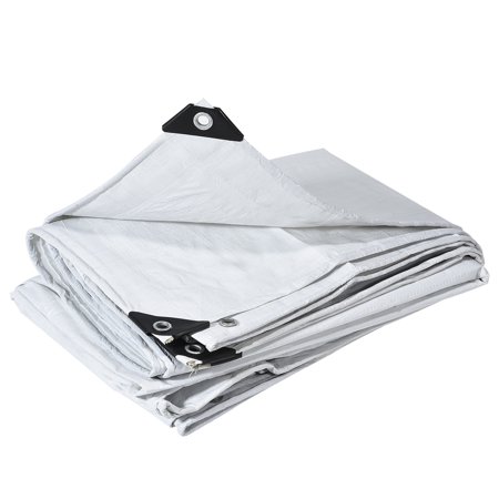 Uxcell 4x2m 12.6mil Waterproof Tarpaulin Cover with Grommet Outdoor Sheet, White