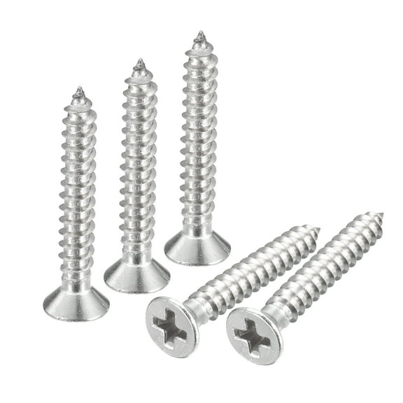Uxcell #4x3/4" Wood Screws, 50 Pack Phillips Self Tapping Screws 304 Stainless Steel