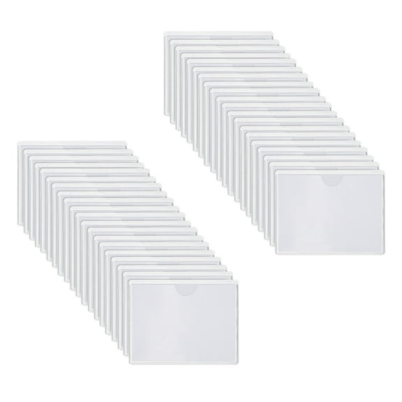 Uxcell 4x3 Inch Self Adhesive Label Holders, Clear Plastic Shelf Tags Self Stick Labels Card Pockets with Paper 50 Pcs