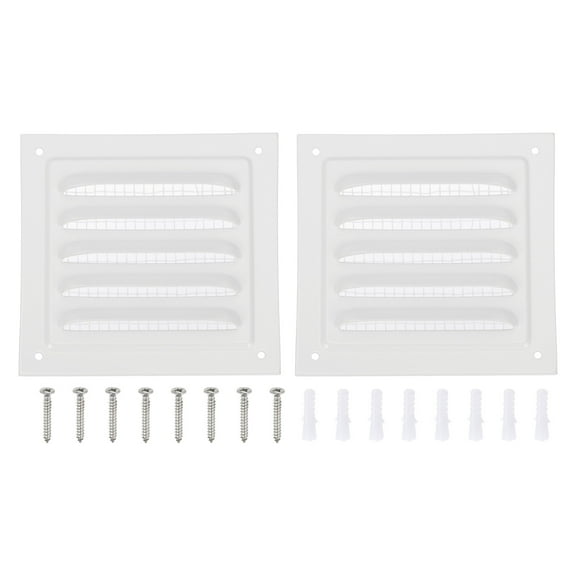 Uxcell 4x4" Gable Vent Cover, Aluminum Alloy Rectangular Floor Air Vent Covers Metal Soffit Return Grille with Screen Mesh and Screw 2 Pcs