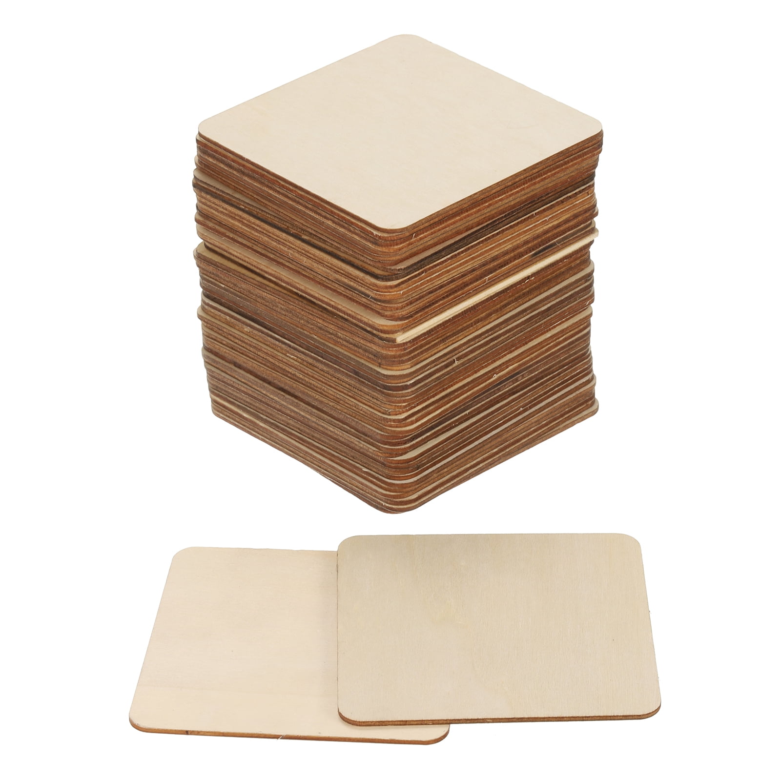 Uxcell 4x4 Inch Unfinished Blank Square Wood Slices for DIY Art Crafts ...