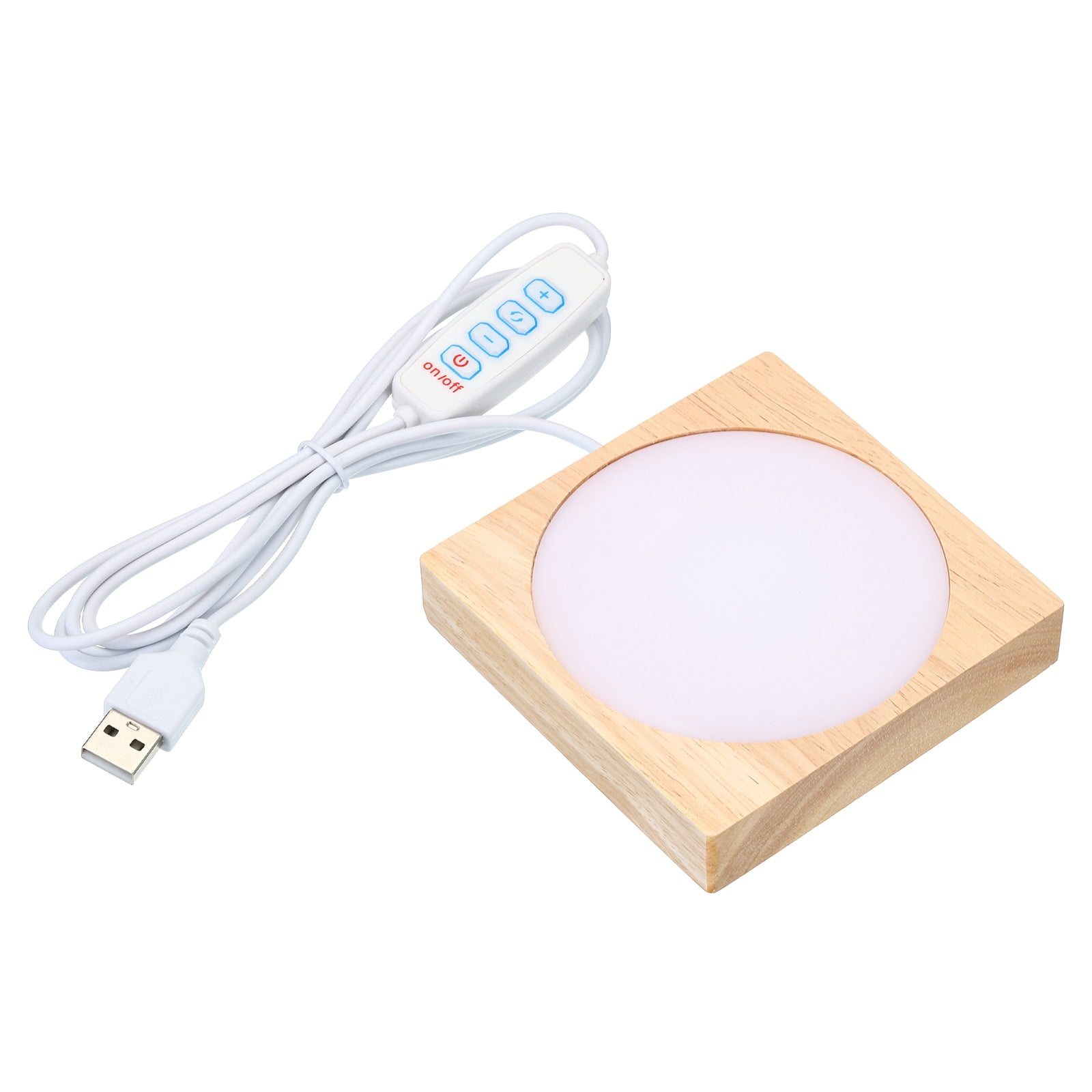 Uxcell 4x4 inch Wooden LED Light Base, Wood Display Base Stand w Dimmer ...