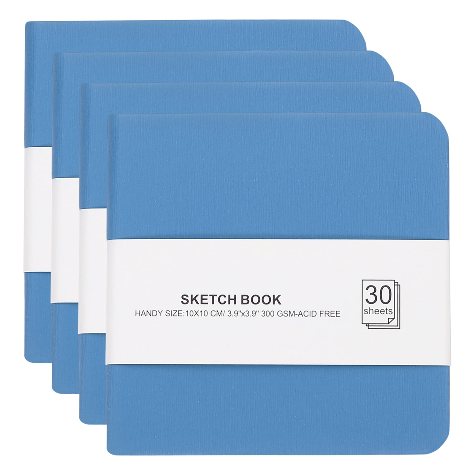 Uxcell 4x4" Watercolor Paper Sketchbook, 4Pcs 30 Sheet 300GSM/203lb Acid Free Watercolor Journal Hardcover Artists Paper Pads for Painting, Blue