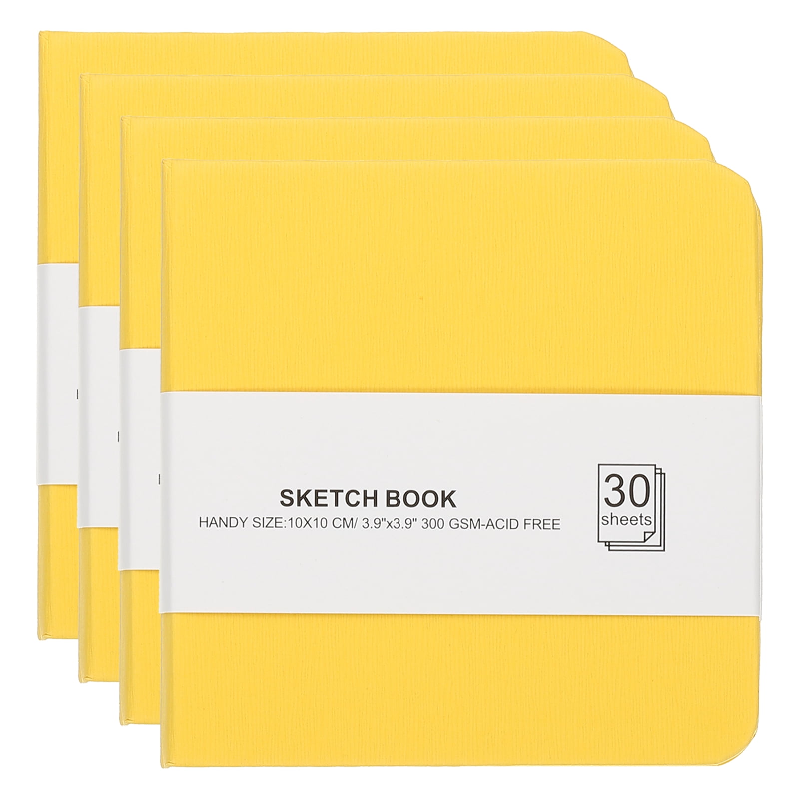 Uxcell 4x4" Watercolor Paper Sketchbook, 4Pcs 30 Sheet 300GSM/203lb Acid Free Watercolor Journal Hardcover Artists Paper Pads for Painting, Yellow