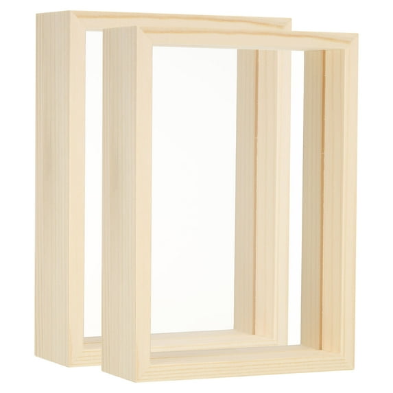 Uxcell Fit 4x6 inch Wood Picture Frames 2 Pack Double Sided Acrylic Plant Specimens Frame Natural Color