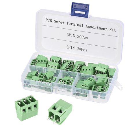 Uxcell 5.0mm Pitch 2/3 Pin PCB Mount Screw Terminal Block Connector 20Sets 300V 10A