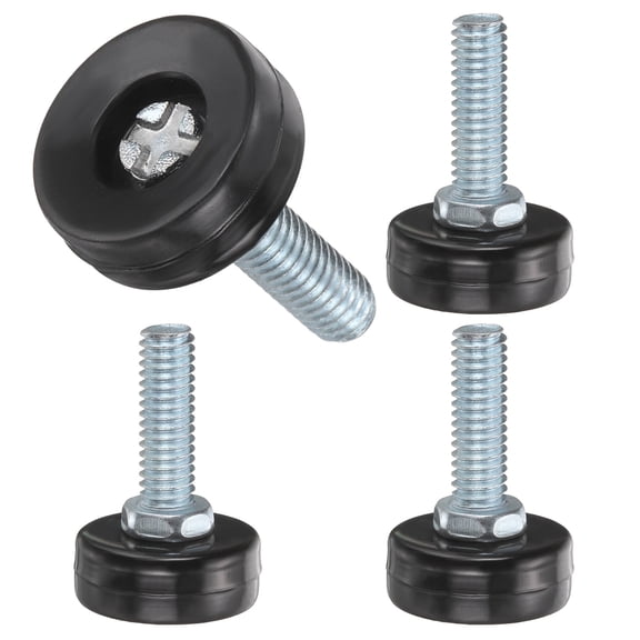 Uxcell 5/16"-18 Thread Furniture Feet Levelers, 4 Pack 22mm l Adjustable Furniture Feet Screw in Threaded Leveling Leg Screw on Chair Foot Glides Leveling for Table Chair Black