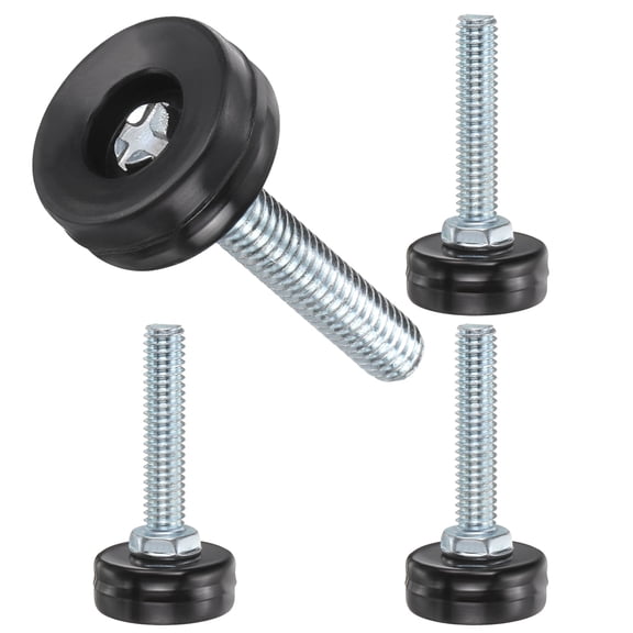 Uxcell 5/16"-18 Thread Furniture Feet Levelers, 4 Pack 50mm l Adjustable Furniture Feet Screw in Threaded Leveling Leg Screw on Chair Foot Glides Leveling for Table Chair Black