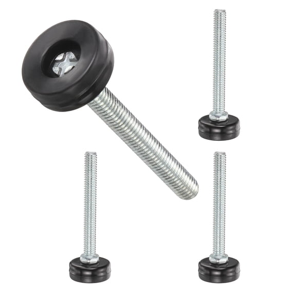 Uxcell 5/16"-18 Thread Furniture Feet Levelers, 4 Pack 65mm l Adjustable Furniture Feet Screw in Threaded Leveling Leg Screw on Chair Foot Glides Leveling for Table Chair Black