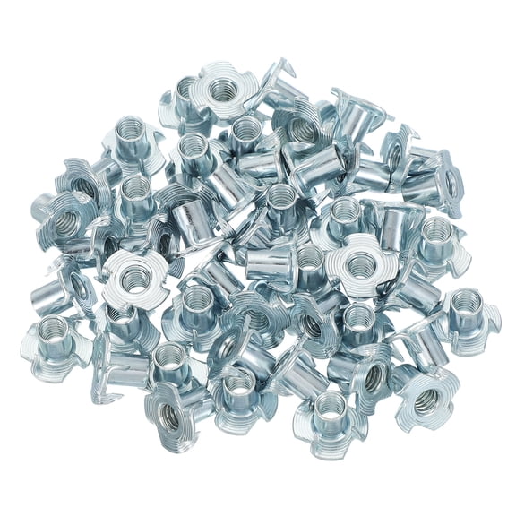 Uxcell 5/16-18 T-Nuts, Zinc Plated Steel 4-Pronged Tee Blind Nut 14 mm Length Four-jaw t Nuts Threaded Inserts Hardware 50 Pcs
