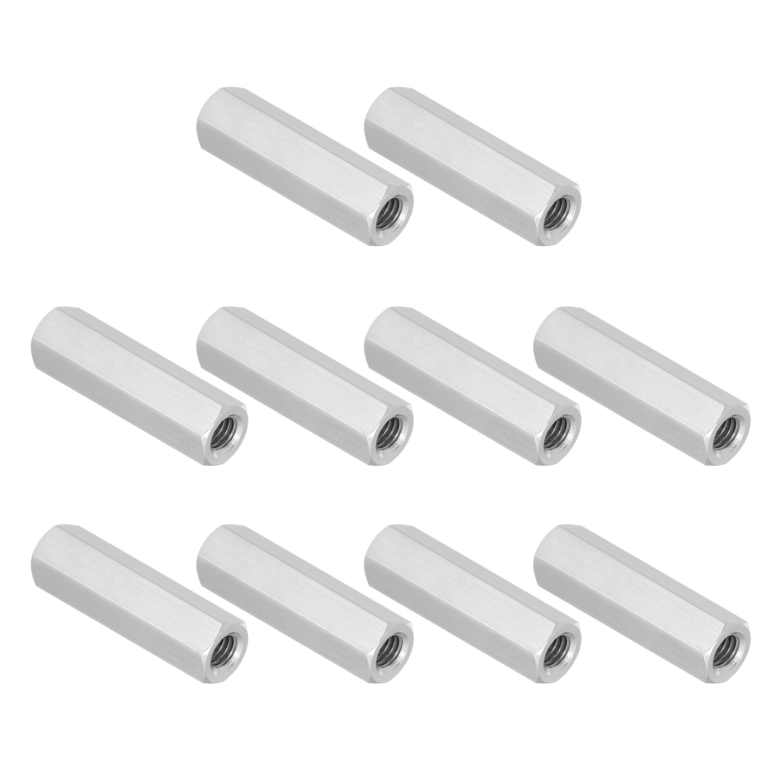 Uxcell 5/16"-18 UNC 304 Stainless Steel Hex Coupling Nuts, 10Pcs 2" Length Fully Threaded Rod Coupling Nut Studding Connector Fasteners, Silver Tone