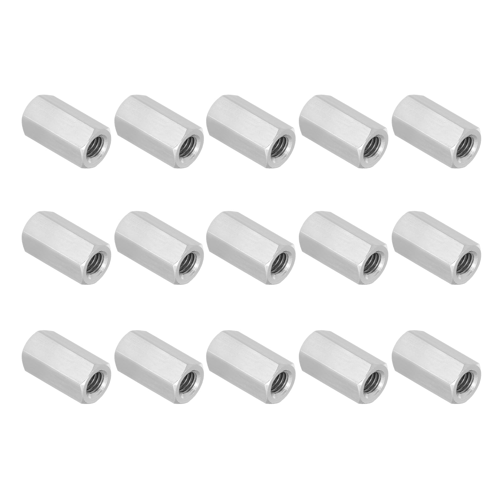 Uxcell 5/16"-18 UNC 304 Stainless Steel Hex Coupling Nuts, 15Pcs 1" Length Fully Threaded Rod Coupling Nut Studding Connector Fasteners, Silver Tone