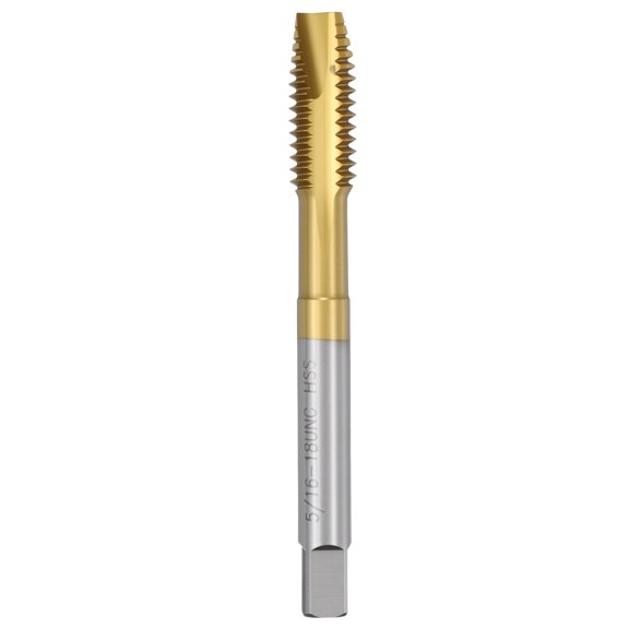 Uxcell 5/16-18 UNC Spiral Point Tap - M2 High Speed Steel Right Hand Thread Tap JIS Standard Titanium Finish Screw Thread Milling Machine Taps Threading Tapping