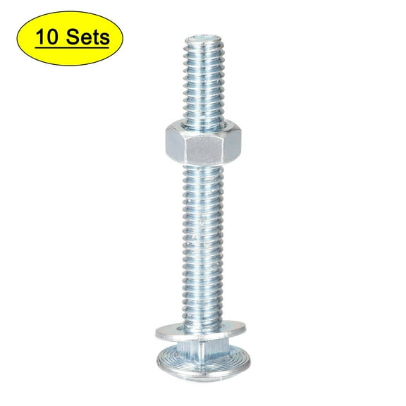 Uxcell 5/16-18 x 2-1/2" Square Neck Carriage Bolts with Nuts & Washers, Carbon Steel Coach Bolt Screws 10 Set