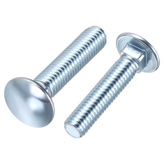 Uxcell 5/16"-18x1-1/2" Carriage Bolt, Carbon Steel Big Round Head Square Neck Carriage Screws for DIY Mechanical Work(White Galvanized / 100 Pcs)