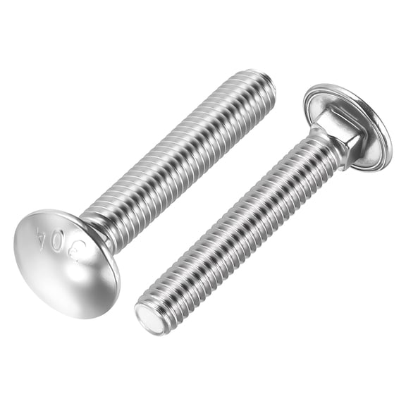 Uxcell 5/16"-18x2" Carriage Bolt, 304 Stainless Steel Round Head Square Neck Carriage Screws for Home DIY Projects, Furniture Assembly, Bed Frames(Silver Bright Finish/ 10 Pcs)