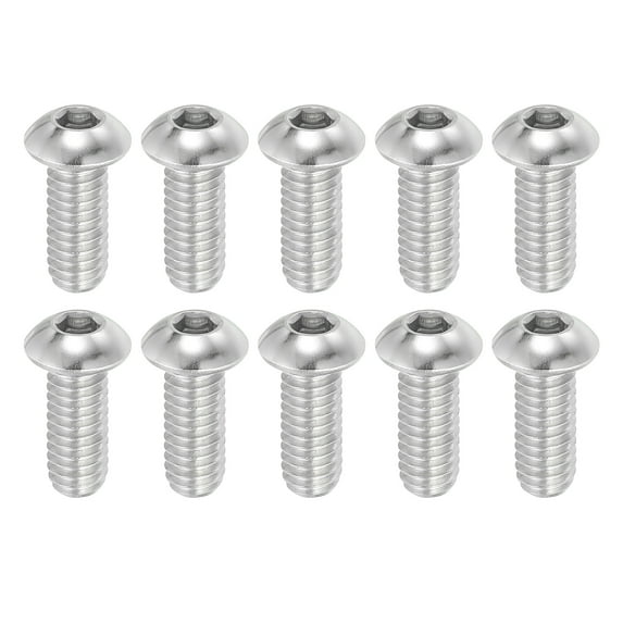 Uxcell Button Head Socket Cap Screws 304 Stainless Steel 18-8 Socket Cap Screw Allen Hex Drive Full Thread 5/16-18x3/4"