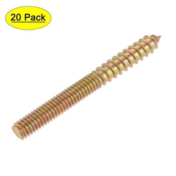 Uxcell 5/16-18x3" Hanger Bolts Carbon Steel Zinc Plated 20 Pack