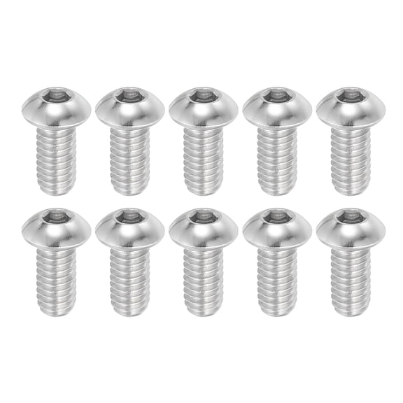 Uxcell Button Head Socket Cap Screws 304 Stainless Steel 18-8 Socket Cap Screw Allen Hex Drive Full Thread 5/16-18x5/8"