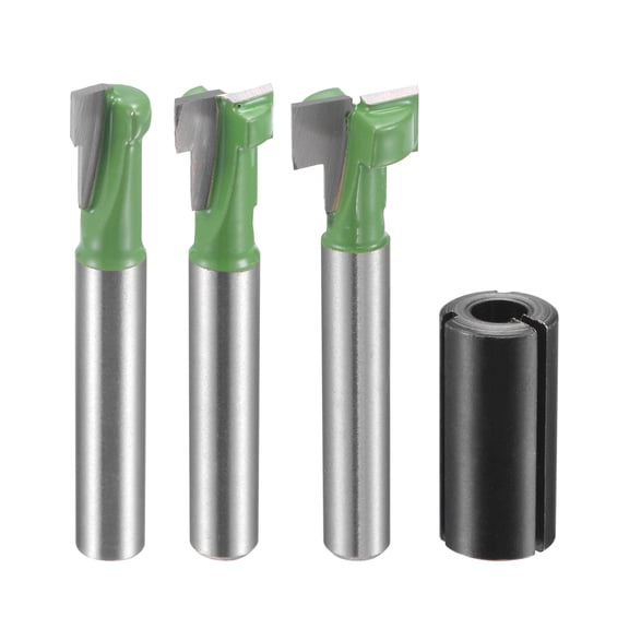 Uxcell 5/16" 3/8" 1/2" Dia 1/4" Shank Keyhole T-Slot Router Bit Set with 1/2" to 1/4" Collet Adapter