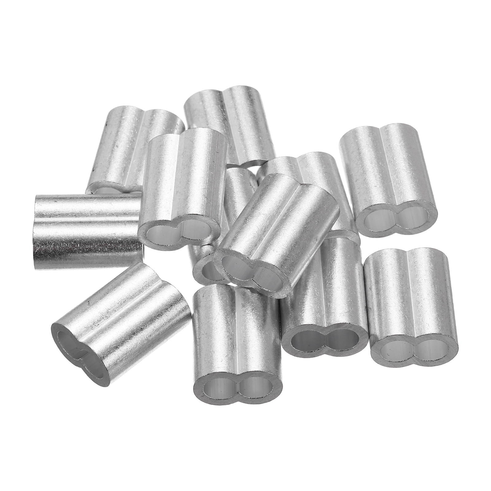 Uxcell 3/16" 5mm Aluminum Crimping Loop Sleeve Single Round Ferrule For Wire Rope Cable Line End Silver 50 Pack - View #5
