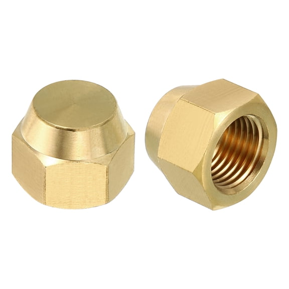 Uxcell 5/16" Brass Flare Cap, 9/16-18UNF Female Thread 2Pcs SAE Flare Pipe Fitting