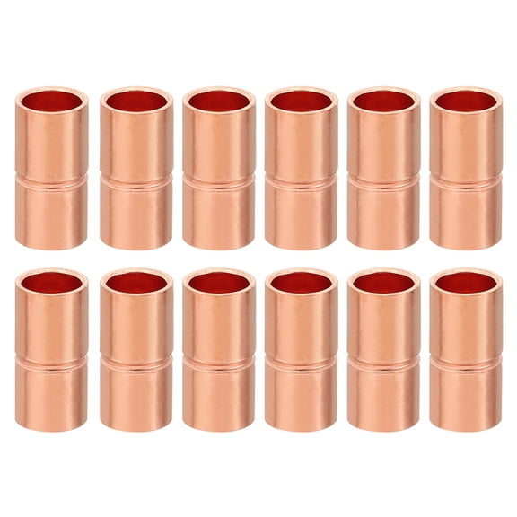 Uxcell 5/16 Inch ID Copper Coupling Fittings, 12 Pcs Rolled Tube Stop Straight Pipe Fitting Welding Joint for HVAC