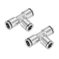 thumbnail image 1 of Uxcell 5/16 Inch OD Tee Push To Connect Tube Air Line Fittings Nickle-Plated, Silver 2Pcs, 1 of 4