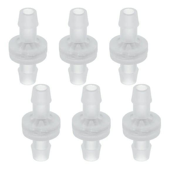 Uxcell 5/16 Inches One Way Check Valve, 6 Pcs Plastic Hose Barb Inline Non-Return Ozone Resistance Plastic Valves for Fuel Gas Water Liquid Air, Clear